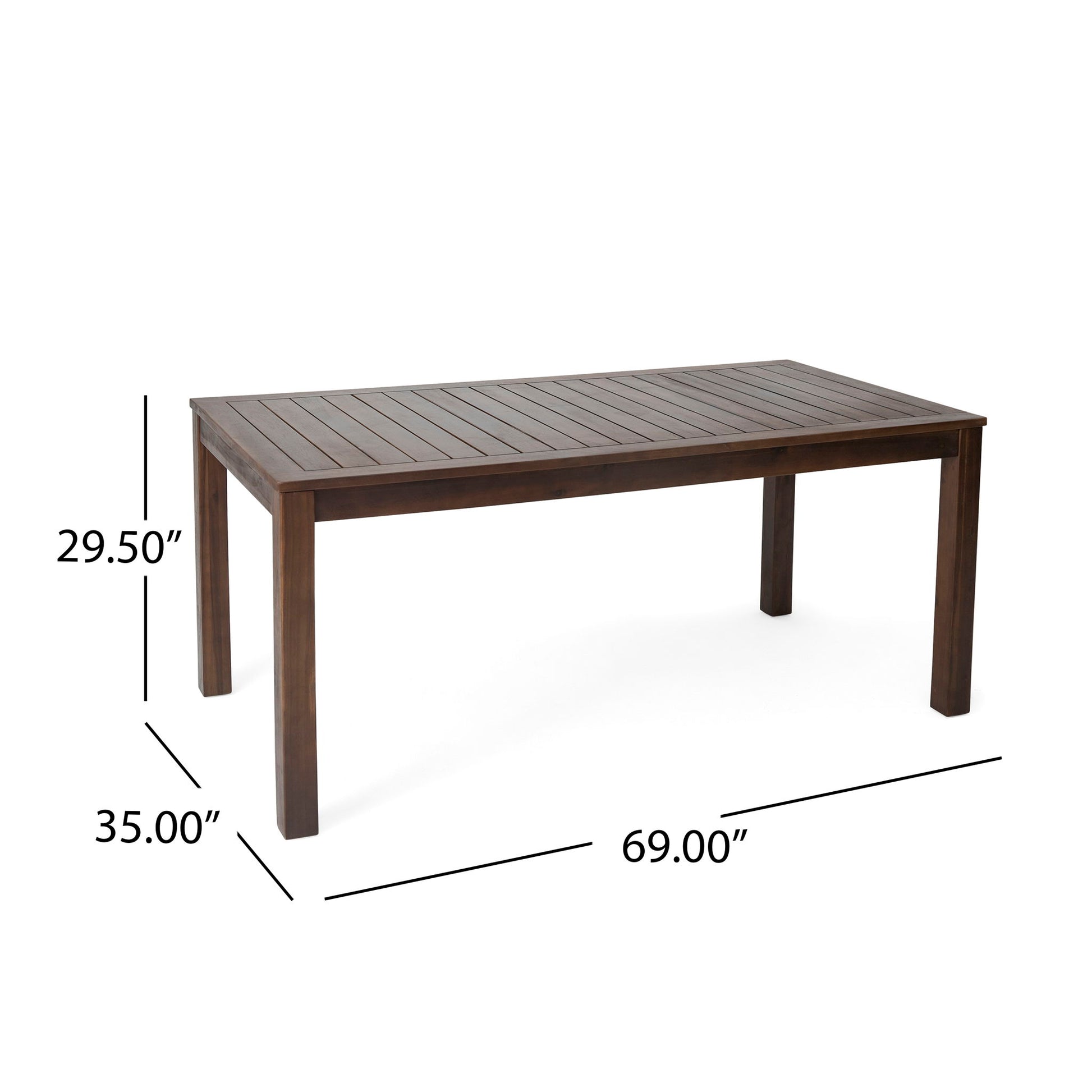 Acacia Wood Outdoor Dining Table With Slatted Top - Dark Brown Noble House