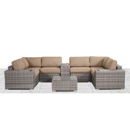 Modern Patio Rattan Sectional Set With Cushions LSI Patio Furniture
