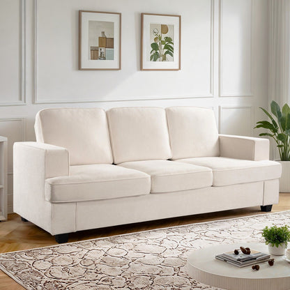 Modern Sofa, Comfortable 3 Seater Couch With Deep Seating, Loose Back Cushions, Wide Arms US Pride