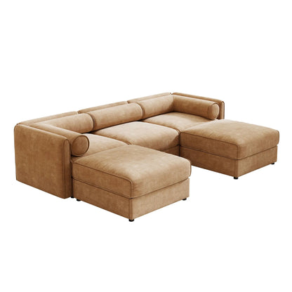 Contemporary Elegant White Chenille Sofa With Storage And Ottoman Home Essentials