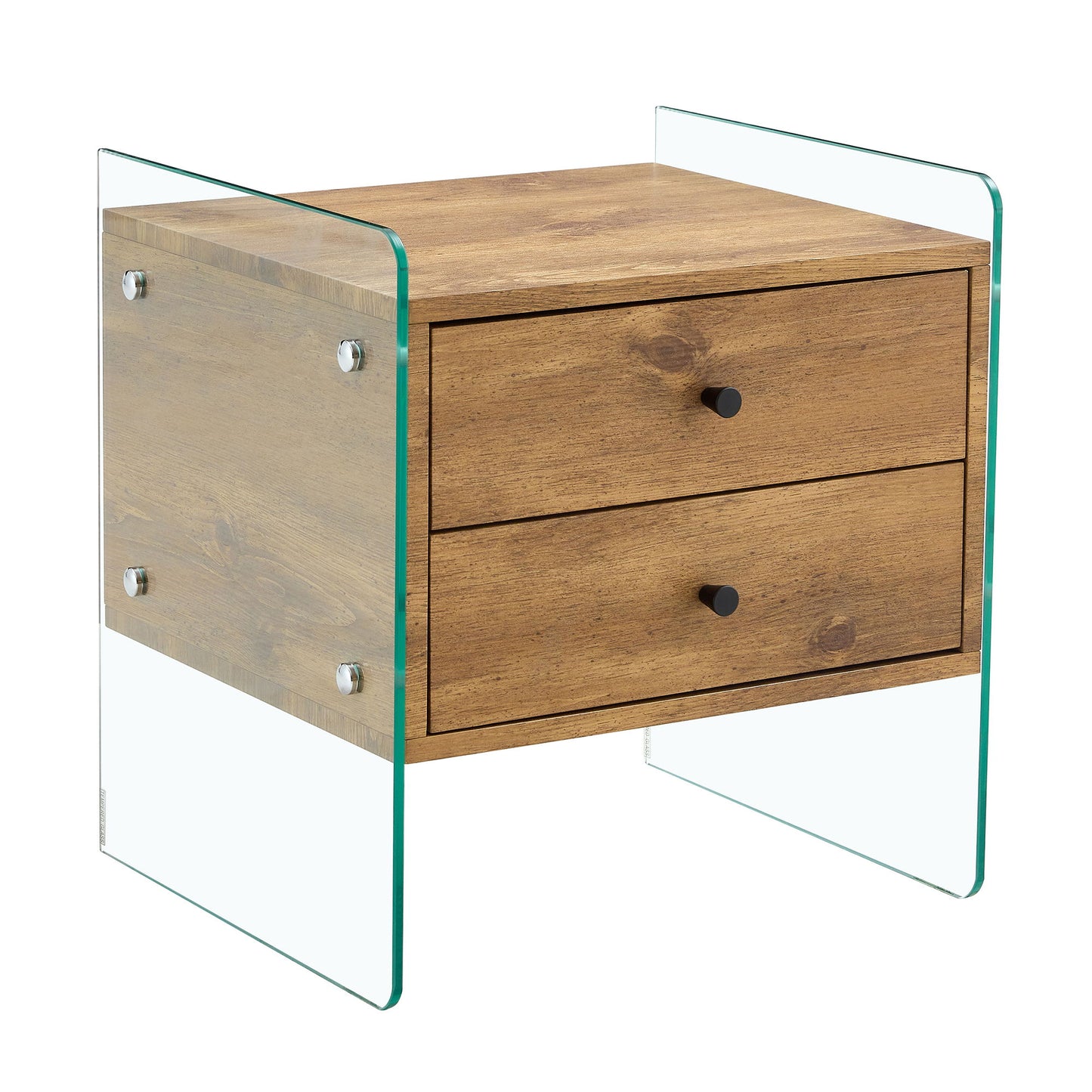 Double Drawer Bedside Table - Wood Home Essentials
