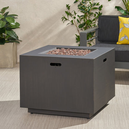 Outdoor Patio Gas Burning Fire Pit Table 50,000 Btu, Square Noble House