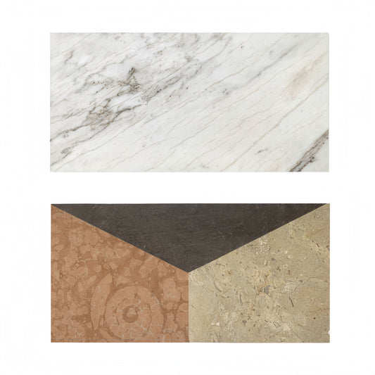 Waterjet Marble 4 Color Marble For Floor And Wall Polished Marble Tile Stone 1 Box Each Pattern 2 Pieces - White / Multi Daily Nest