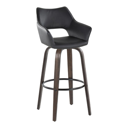 Mustang - Contemporary Fixed Height Barstool With Swivel With Round Footrest (Set of 2) Lumi Source