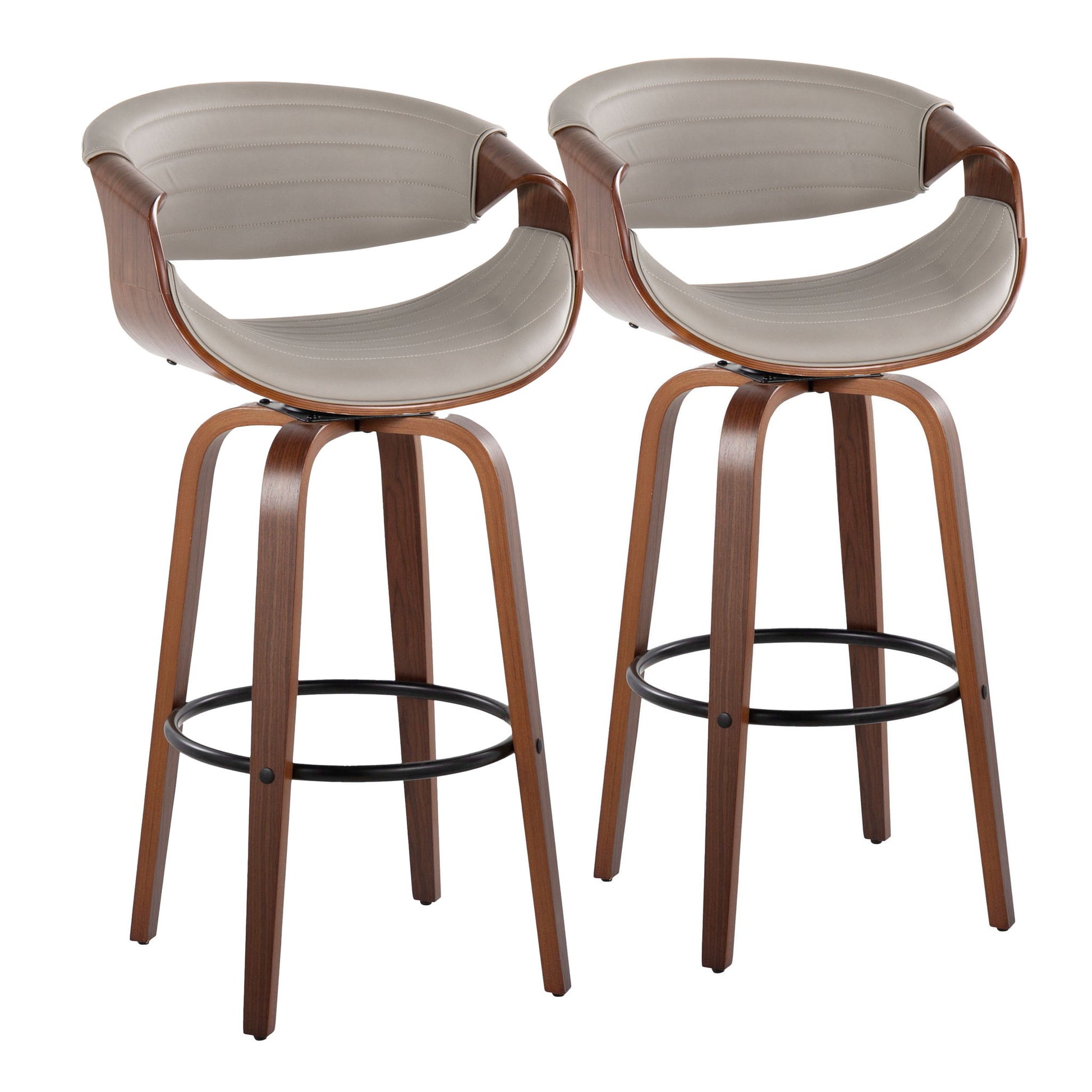 Symphony - Mid Century Modern Fixed Height Barstool With Swivel With Round Footrest (Set of 2) Lumi Source