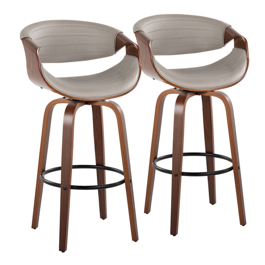 Symphony - Mid Century Modern Fixed Height Barstool With Swivel With Round Footrest (Set of 2) Lumi Source