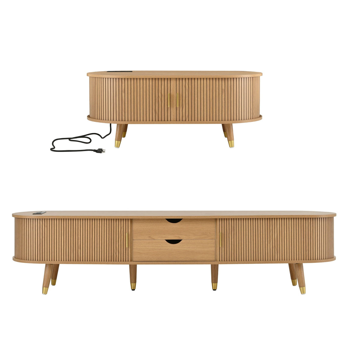 TV Stand & Coffee Table Set With Charging Station Hearth and Haven