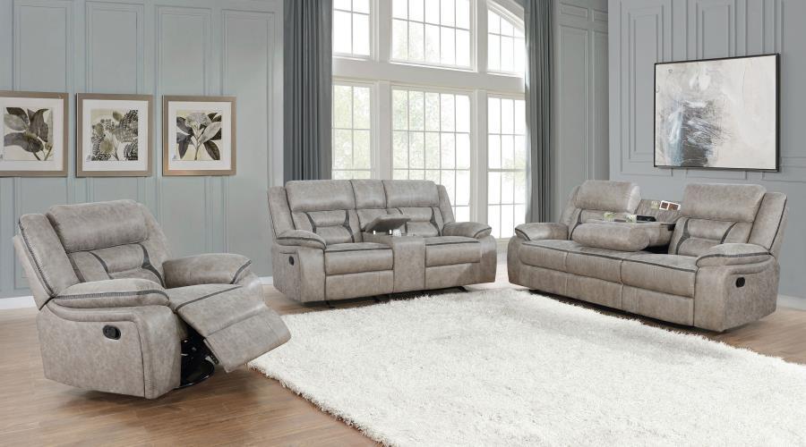 Greer - Upholstered Reclining Sofa Set CoasterEveryday