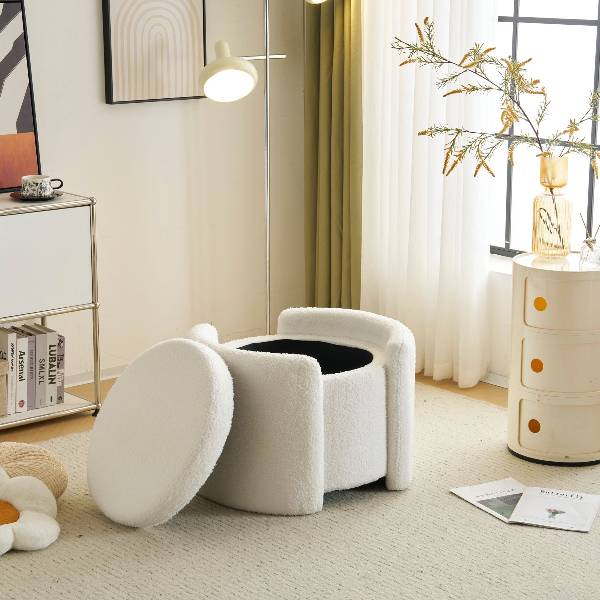 Cozy Boucle Storage Ottoman, Stylish Comfort With Hidden Storage Noble House