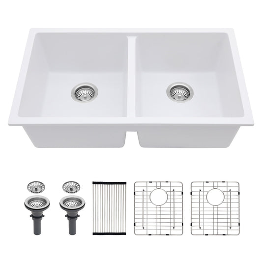 Granite Composite Double Bowl Undermount Kitchen Sink Daily Nest