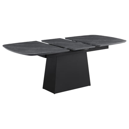 Potero - Faux Marble Extension Leaf Dining Table - Black Coaster Fine Furniture
