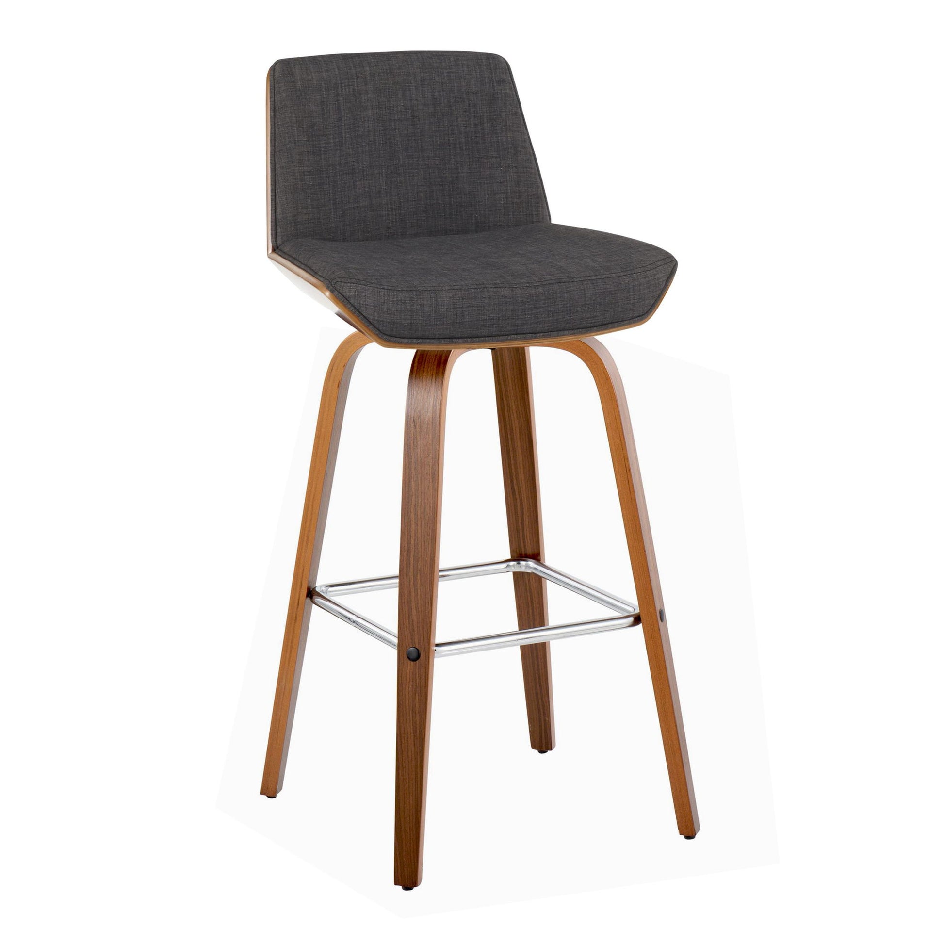Corazza - Mid Century Modern Fixed Height Barstool With Swivel With Square Footrest (Set of 2) Lumi Source