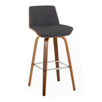 Corazza - Mid Century Modern Fixed Height Barstool With Swivel With Square Footrest (Set of 2) Lumi Source