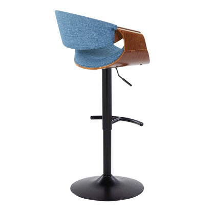 Curvo - Mid Century Modern Adjustable Barstool With Swivel & Rounded T Footrest (Set of 2) Lumi Source