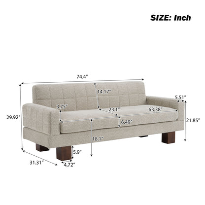 Modern Loveseat Sofa, 2 Seater With Square Arms For Living Room Noble House