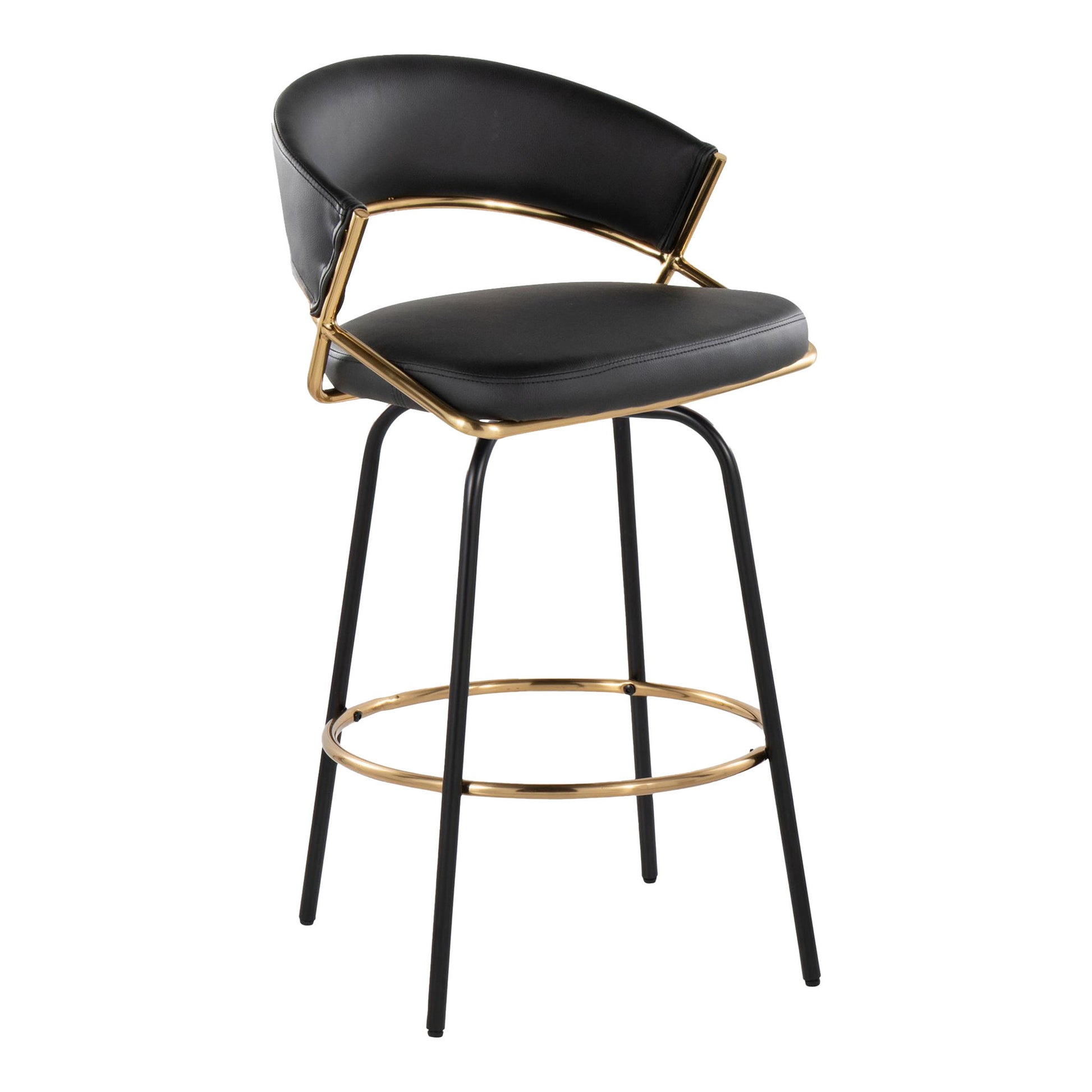 Jie - Fixed Height Contemporary Counter Stool With Swivel Round Footrest (Set of 2) Lumi Source