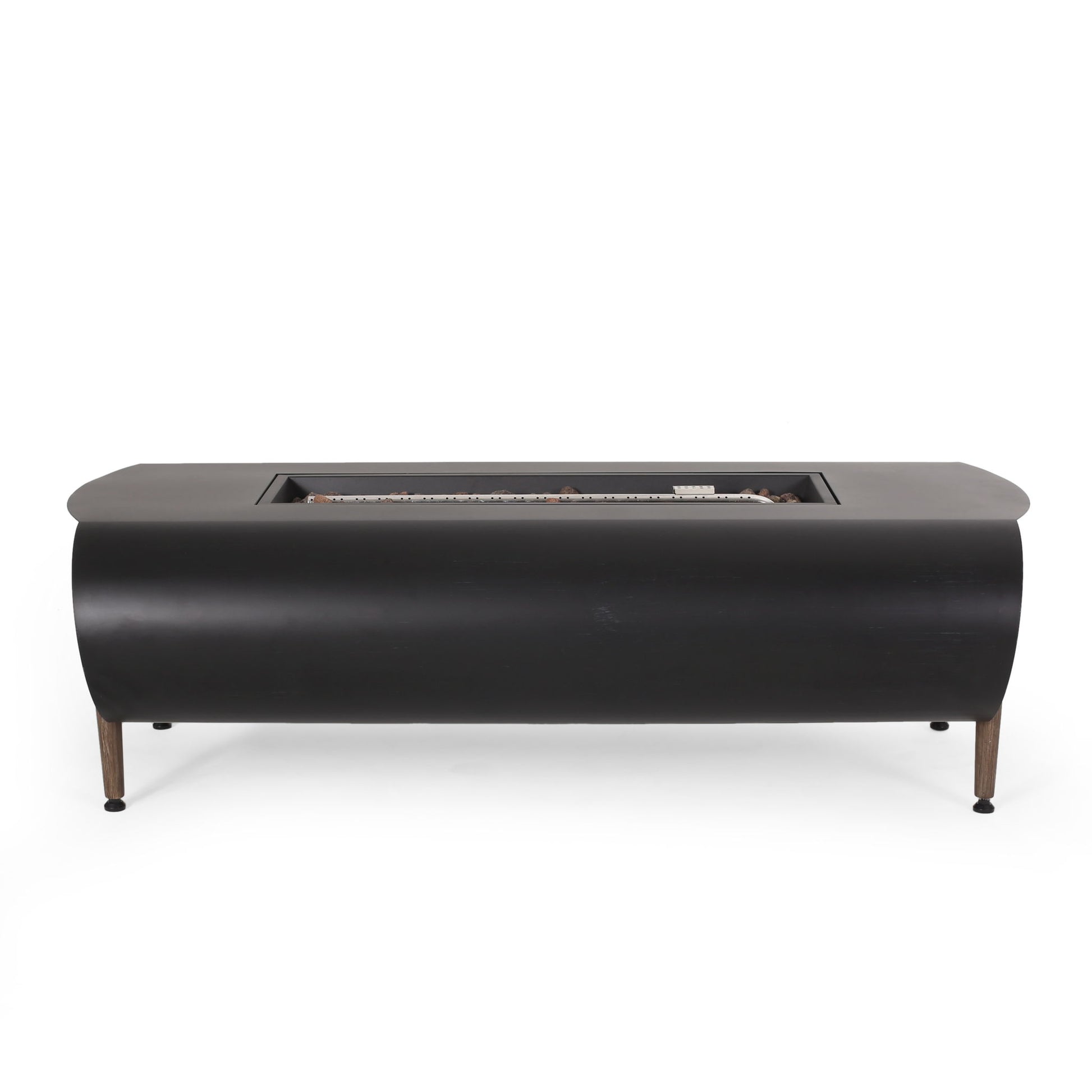 Vernon - Rectangle Fire Pit 50, 000 Btu - Dark Gray Noble House