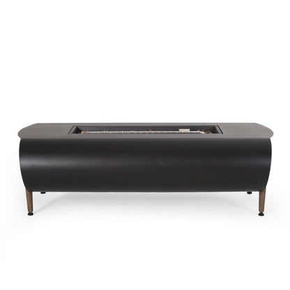 Vernon - Rectangle Fire Pit 50, 000 Btu - Dark Gray Noble House