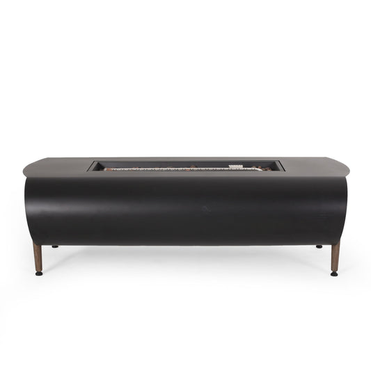 Vernon - Rectangle Fire Pit 50, 000 Btu - Dark Gray Noble House