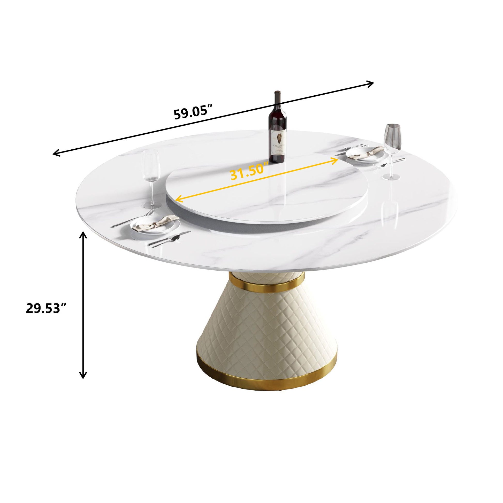 Modern Artificial Stone Round Carbon Steel Base Dining Table Stone Turntable Home Essentials