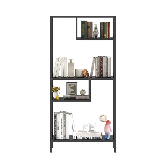 Modern Cube Storage Shelf With 4 Compartments & Metal Legs, Freestanding Organizer For Living Room, Bedroom, Home Office - Brushed Nickel Daily Nest