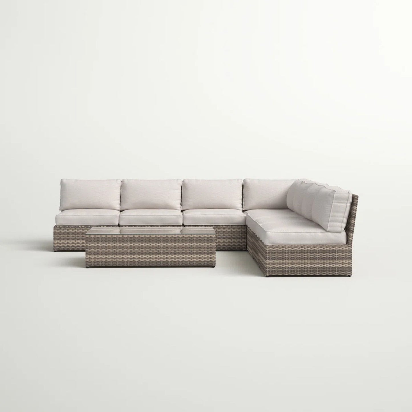 Comfortable Modern Patio Rattan Sectional Set With Cushions LSI Patio Furniture