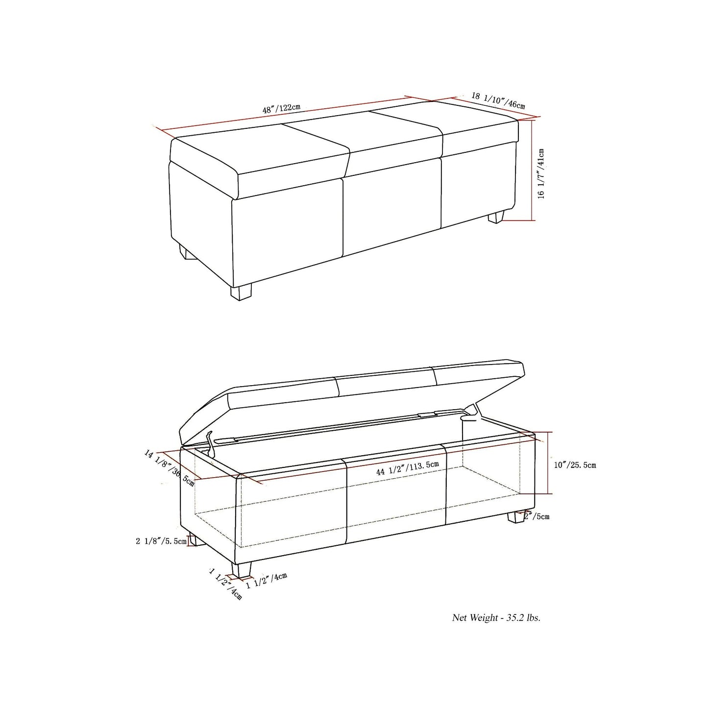 Avalon - Multifunctional Storage Ottoman Bench Simpli-Home