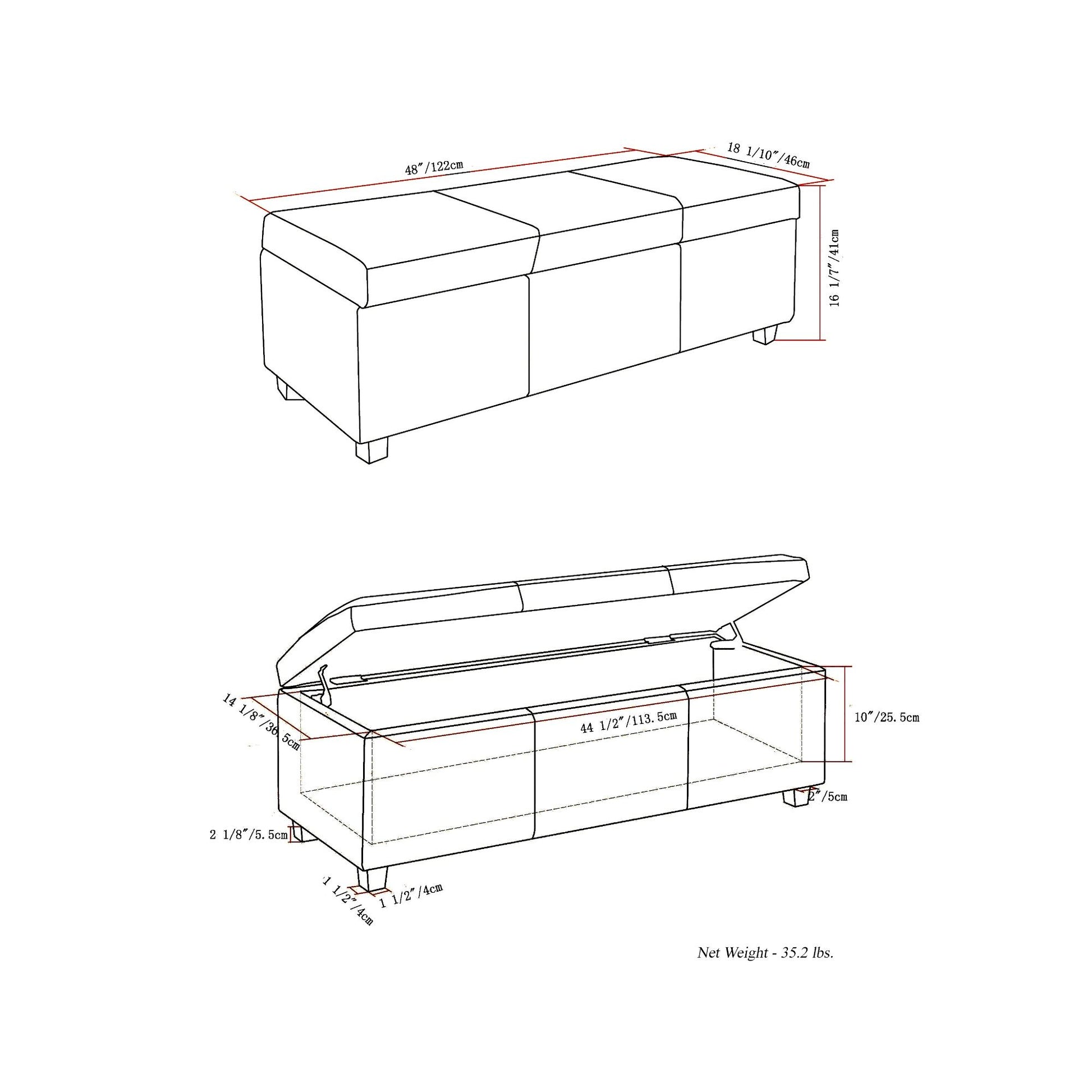 Avalon - Multifunctional Storage Ottoman Bench Simpli-Home