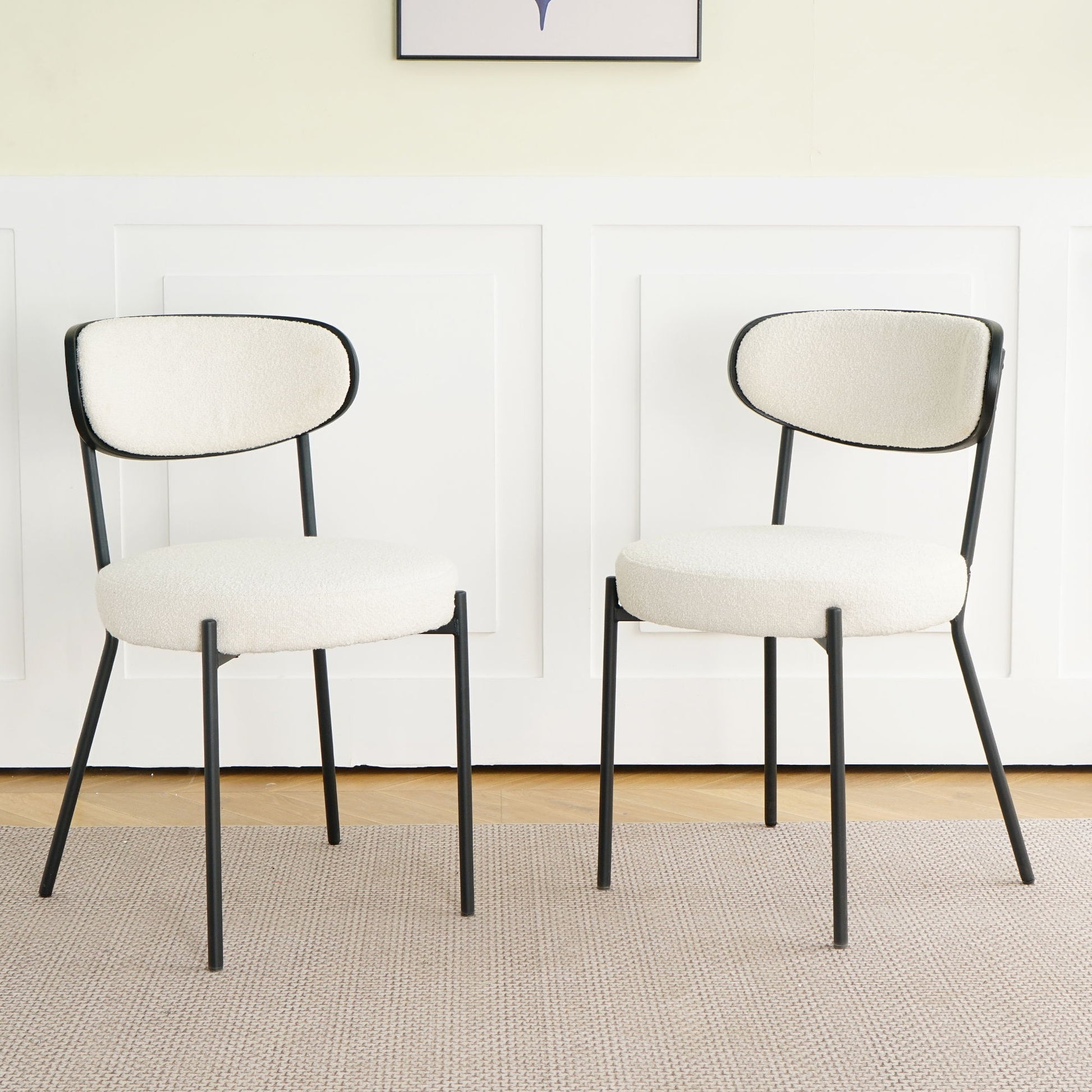 Boucle Modern Kitchen Dining Chair With Bentwood Back (Set of 2) Home Essentials