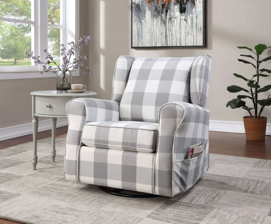Patli - Glider Chair With Swivel - Gray / White Acme