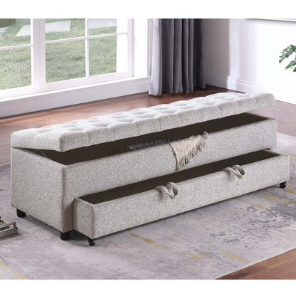 Storage Ottoman With Tufted Seat And Underseat Drawer Home Essentials