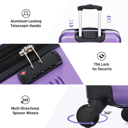 3 Piece Luggage Set Hardside Spinner Suitcase With Tsa Lock 20" 24" 28" Available