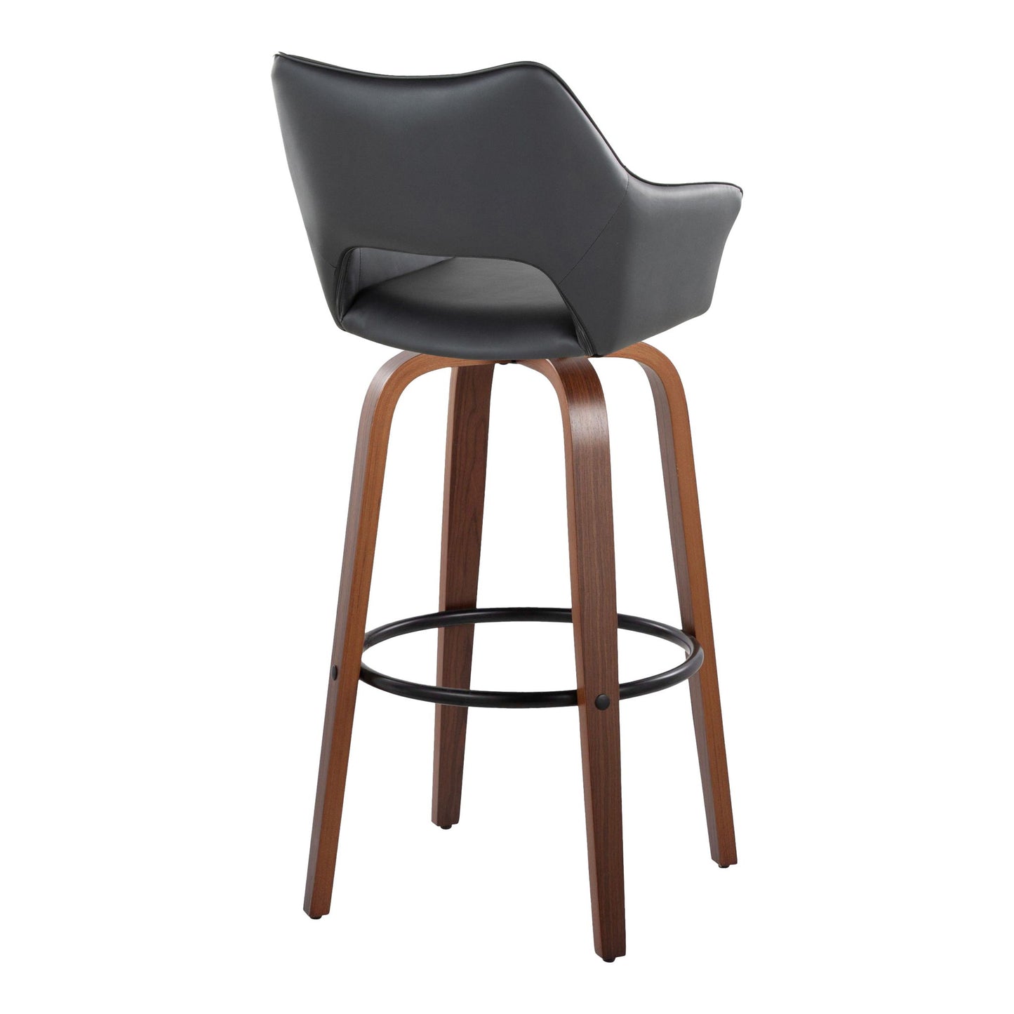 Mustang - Contemporary Fixed Height Barstool With Swivel & Round Footrest (Set of 2) Lumi Source