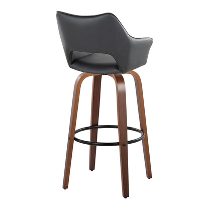 Mustang - Contemporary Fixed Height Barstool With Swivel & Round Footrest (Set of 2) Lumi Source