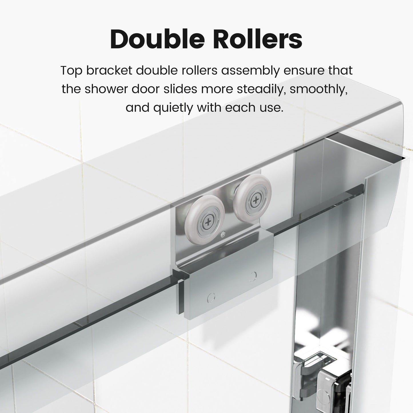 Semi-Frameless Double Sliding Shower Door, Bypass Shower Door, 1 / 4" (6Mm) Thick SGCC Tempered Glass Door Daily Nest