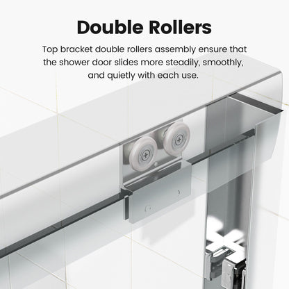Semi-Frameless Double Sliding Shower Door, Bypass Shower Door, 1 / 4" (6Mm) Thick SGCC Tempered Glass Door Daily Nest