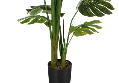 55" Tall, Artificial Plant, Monstera Tree, Indoor, Faux, Fake, Floor, Greenery, Potted, Real Touch, Decorative - Green / Black