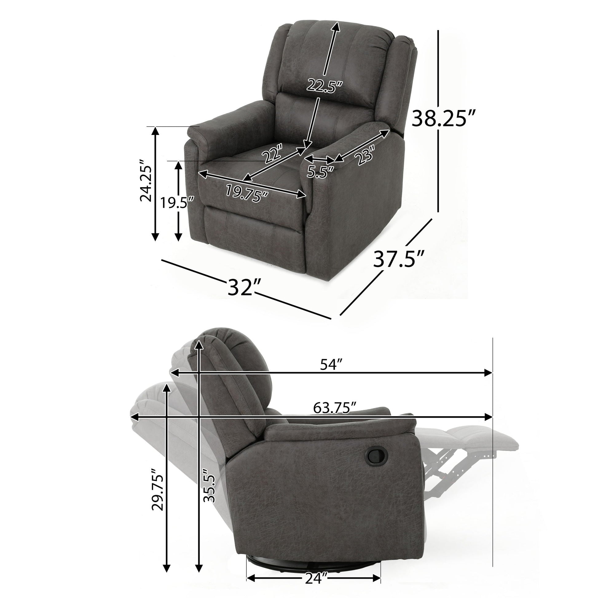 Contemporary Glider Recliner With Swivel Function Noble House