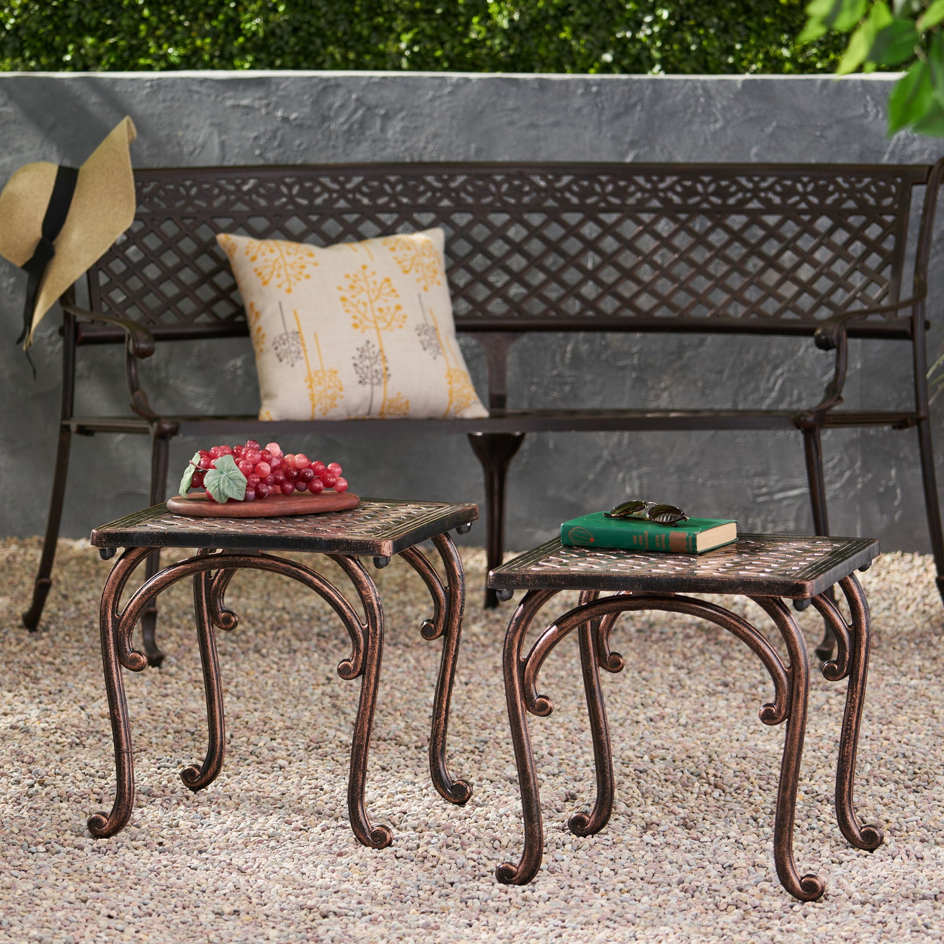 Laughlin - Traditional Style Cast End Table Set - Antique Espresso Noble House