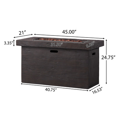 Custer - Rectangular Fire Pit 50, 000 Btu Magnesium Oxide - Brown Noble House