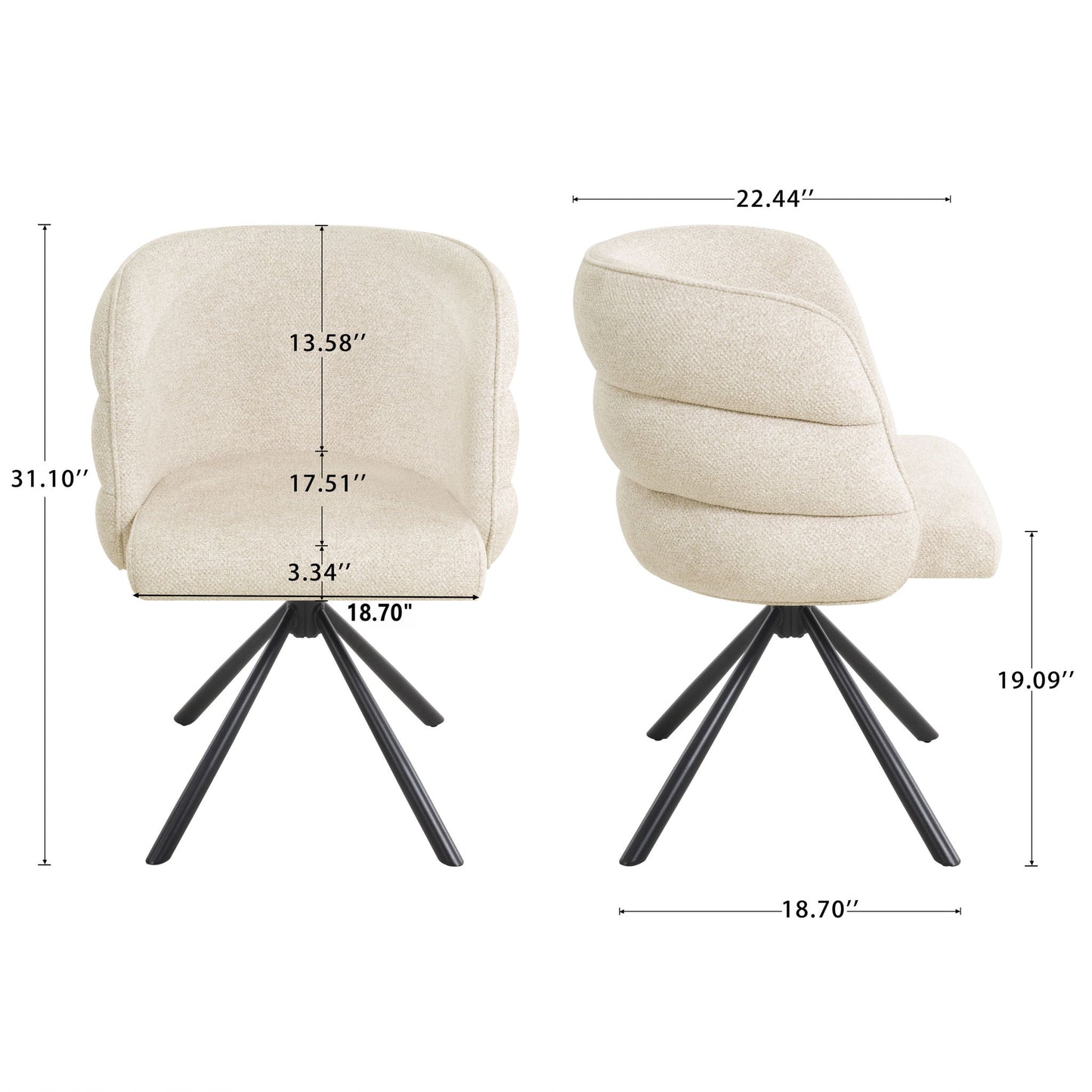 270 Degree Swivel Upholstered Desk Chairs (Set of 2) Home Essentials