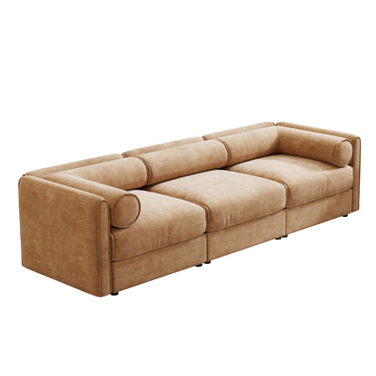 Stylish Chenille Sofa With Storage Seat And Cylindrical Backrest Home Essentials