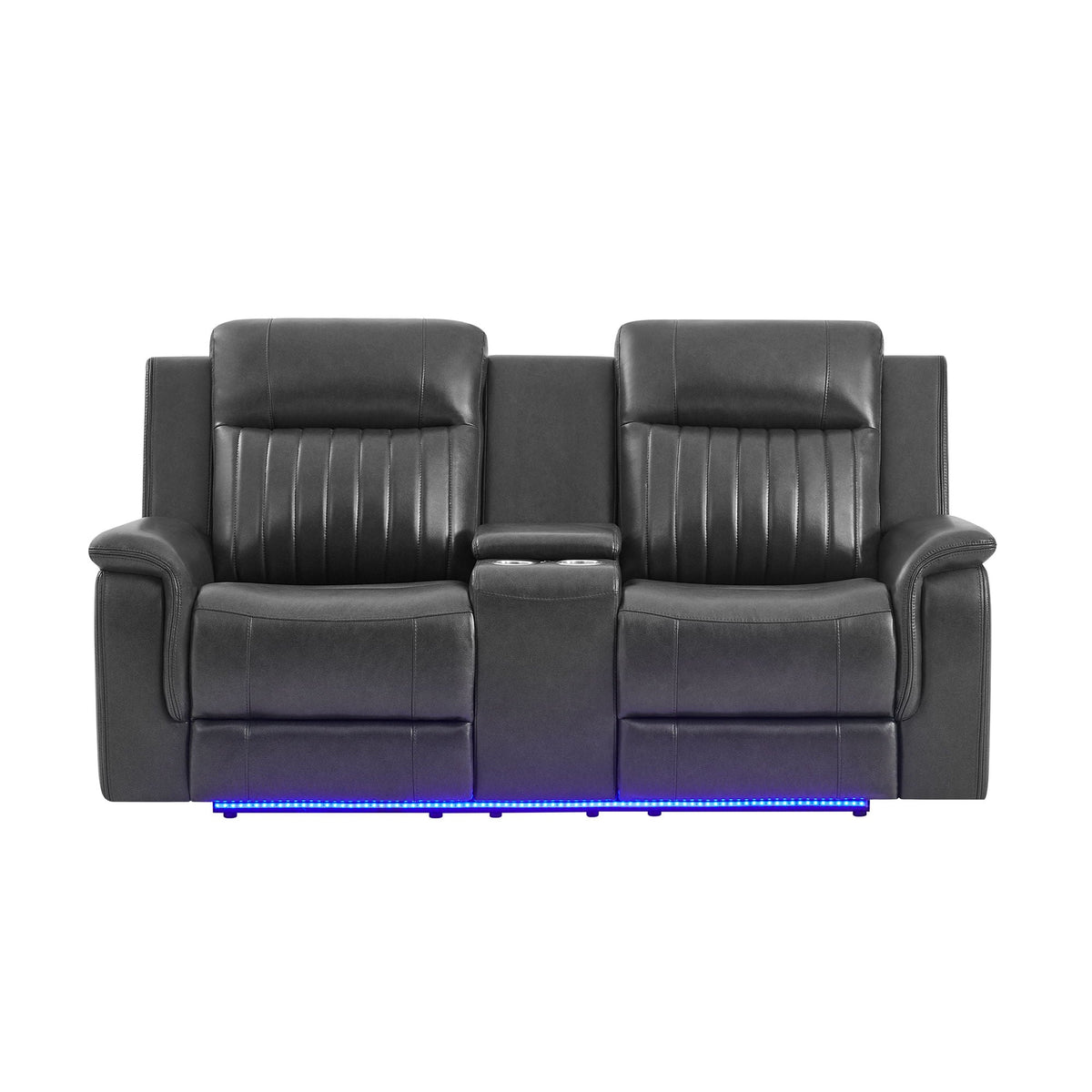 Ian - Power Reclining Sofa With LED Lighting, Surround Sound & Subwoofer - Charcoal Global Furniture USA
