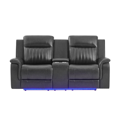 Ian - Power Reclining Sofa With LED Lighting, Surround Sound & Subwoofer - Charcoal Global Furniture USA