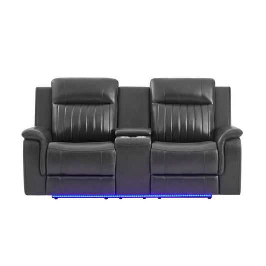Ian - Power Reclining Sofa With LED Lighting, Surround Sound & Subwoofer - Charcoal Global Furniture USA