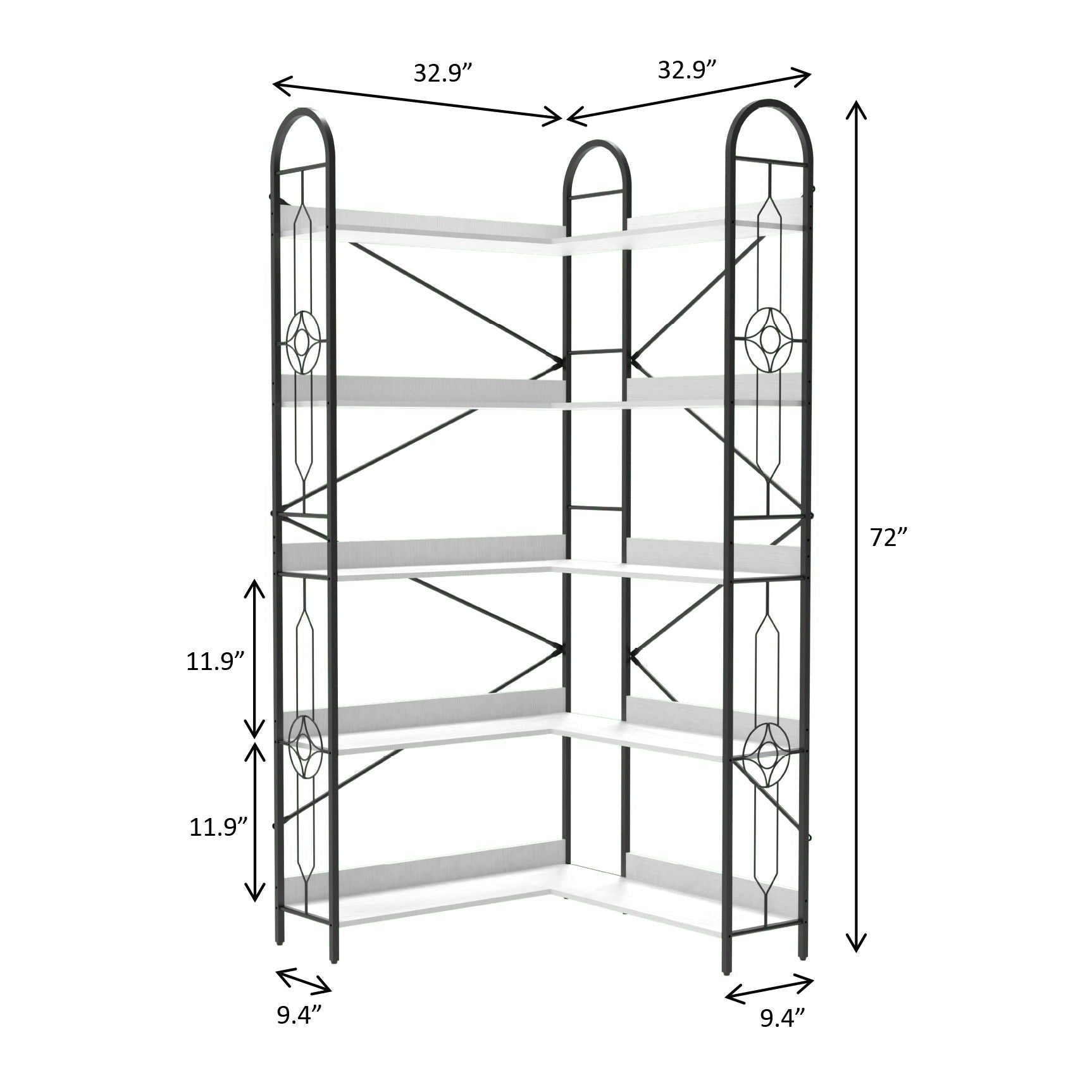 Industrial Style Corner Bookshelf With Thickened Iron Frame Home Essentials