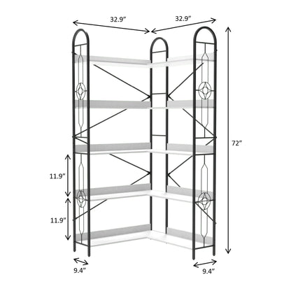 Industrial Style Corner Bookshelf With Thickened Iron Frame Home Essentials
