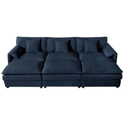 Modern Comfy Deep Seat Modular Sectional Sofa Cloud Couch With Ottoman Home Essentials