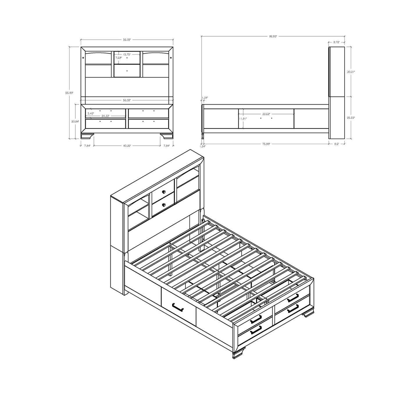 Civic - 5 Piece Bedroom Set With Storage Drawers Global Furniture USA
