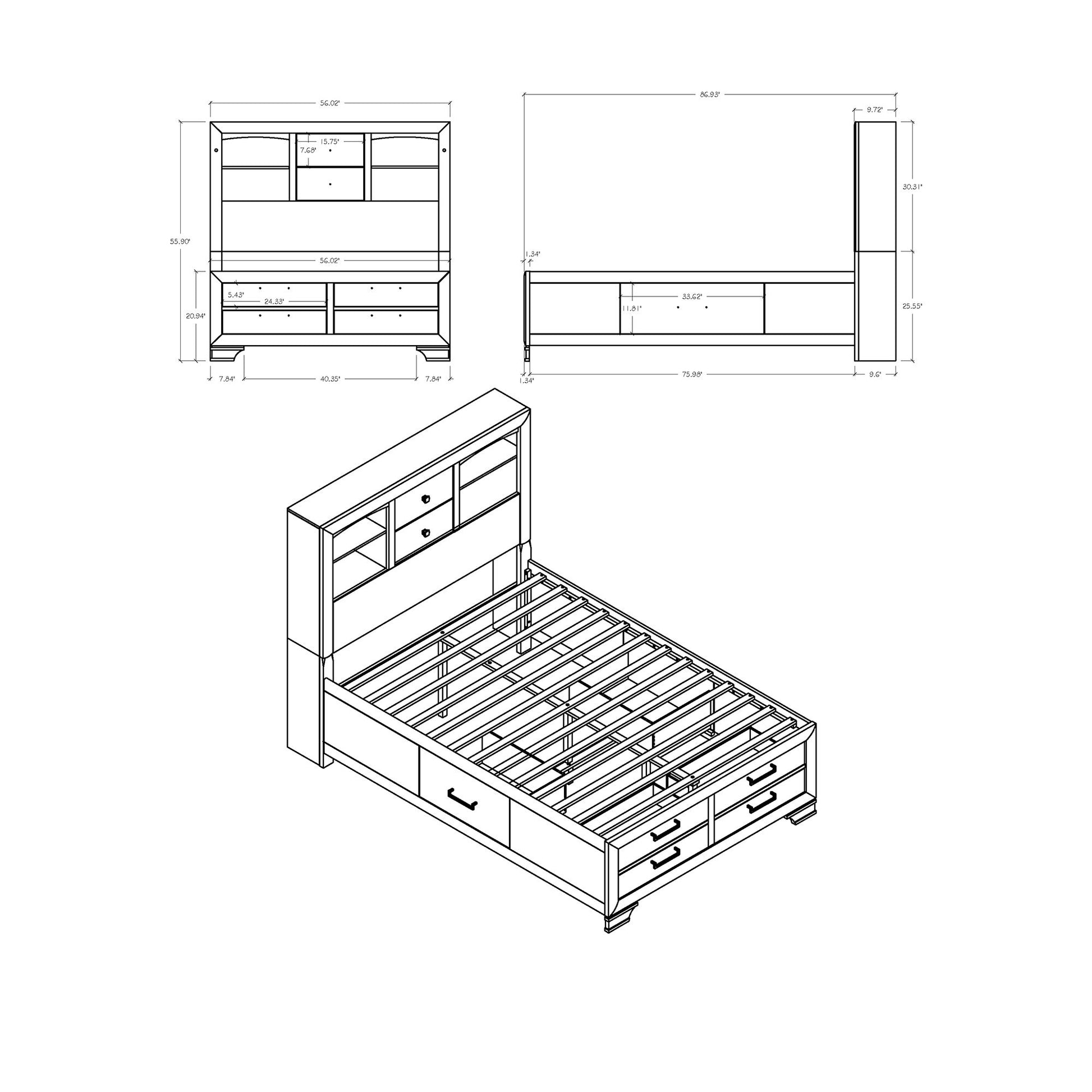 Civic - 5 Piece Bedroom Set With Storage Drawers Global Furniture USA